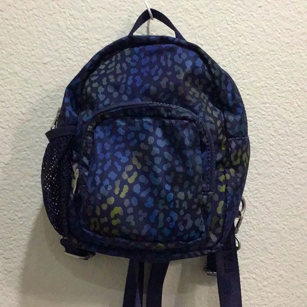 Fabletics Blue Leopard Nylon Mini Sport Backpack